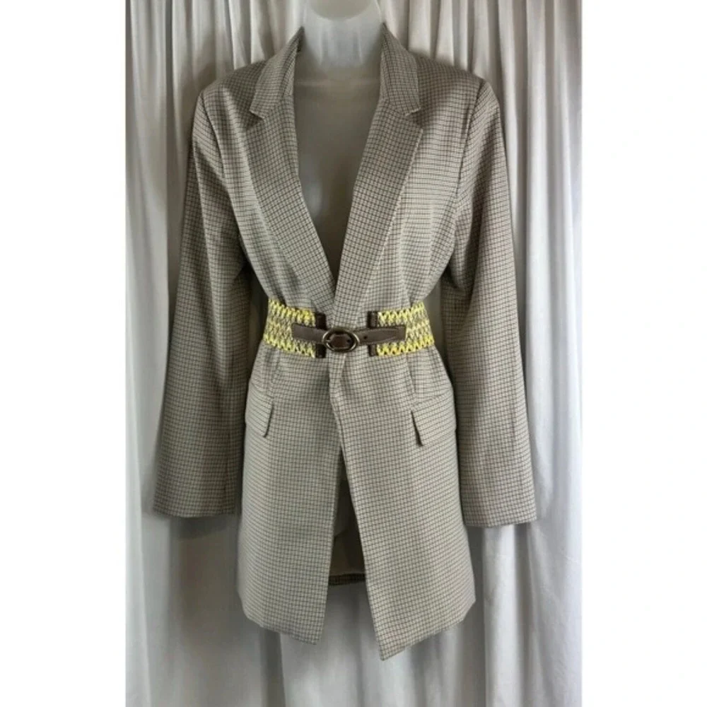 Loft Woven‎ Stretch Belt Yellow Tan Brown Braided Cinch L Bohemian Chic 70-02-01